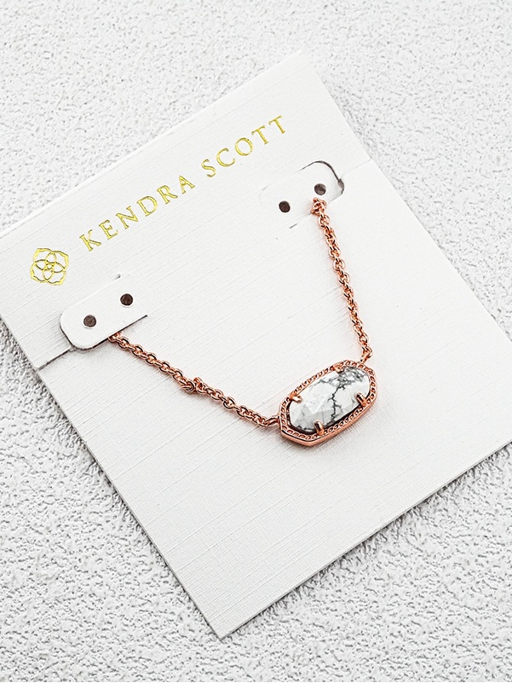 Kendra Scott Rose Gold White Howlite Oval Pendant Necklace